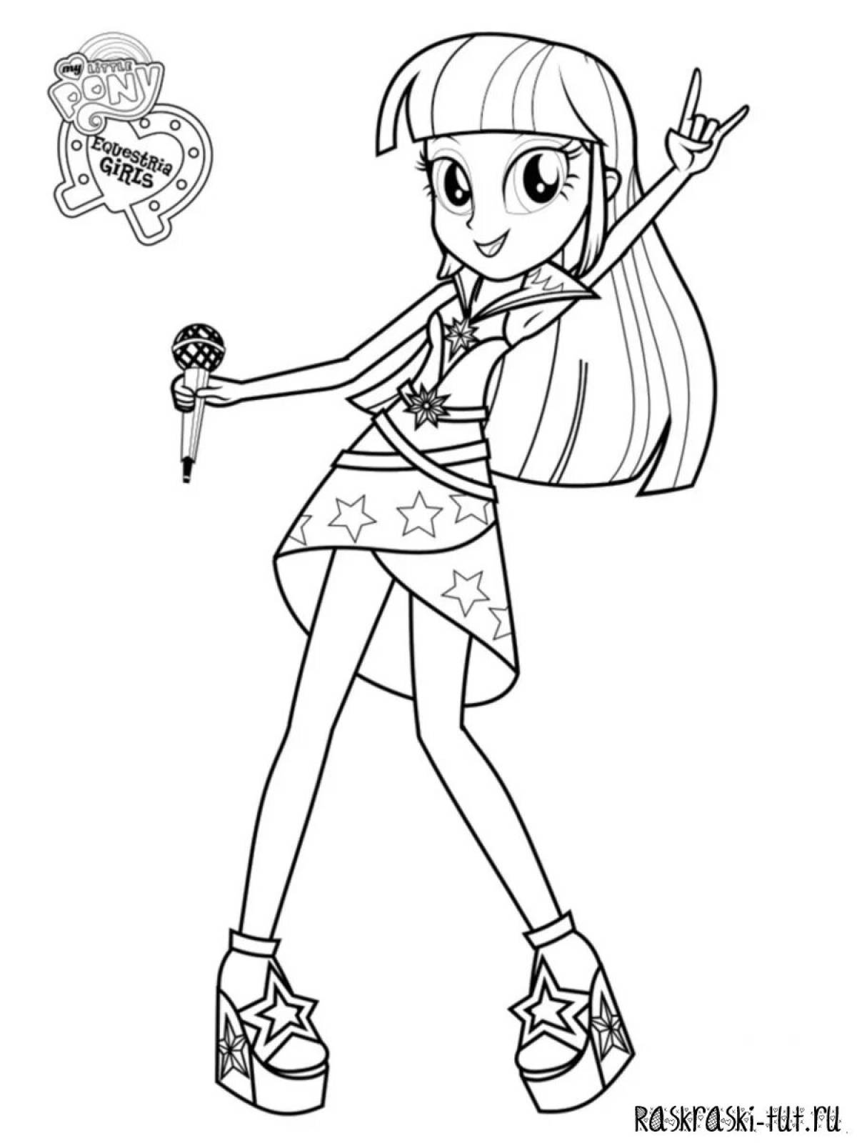 Coloring page exotic equestria girl sparkle