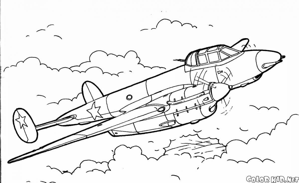 Fun military aircraft coloring for kids