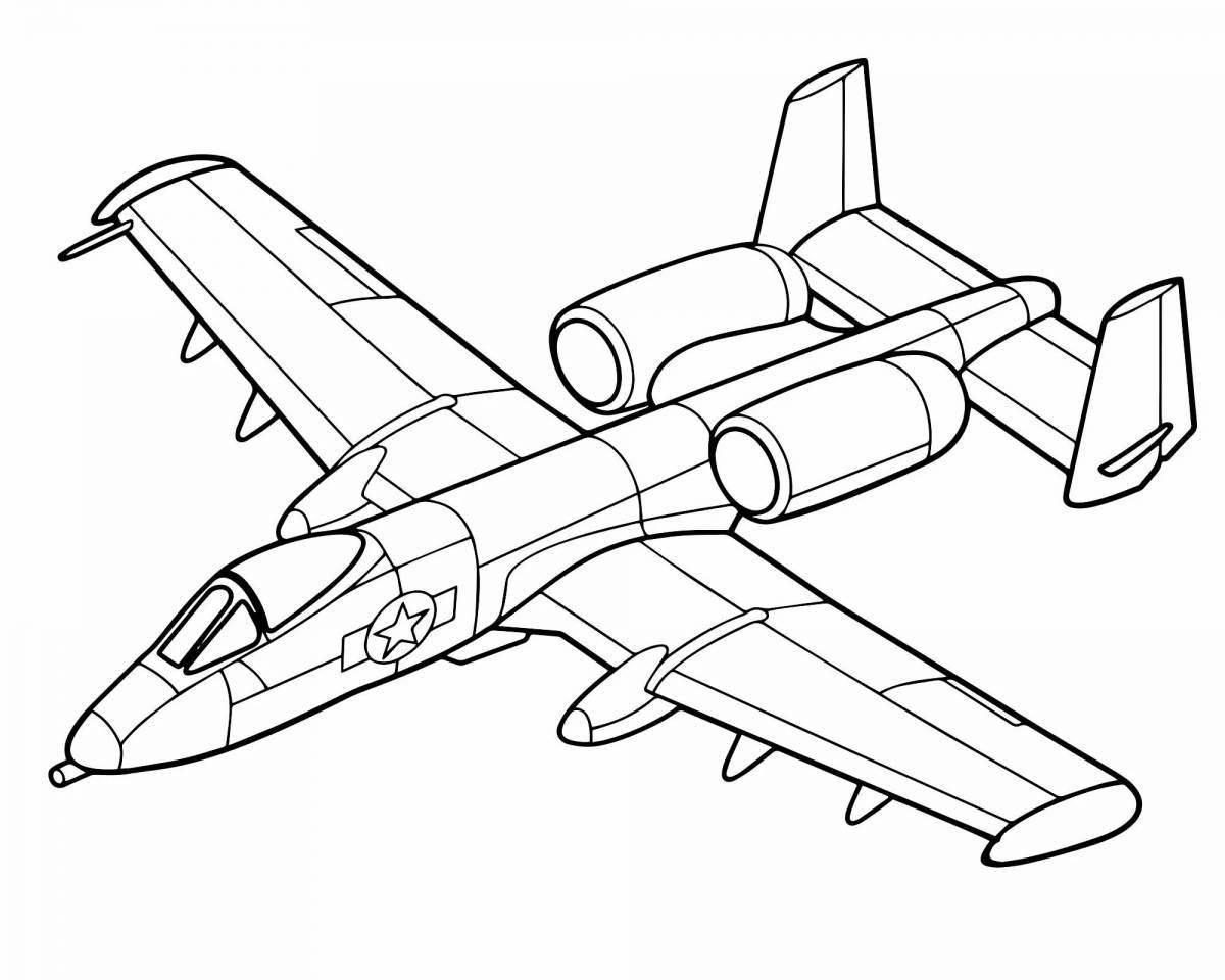 Привлекательный военный самолет раскраски для детей