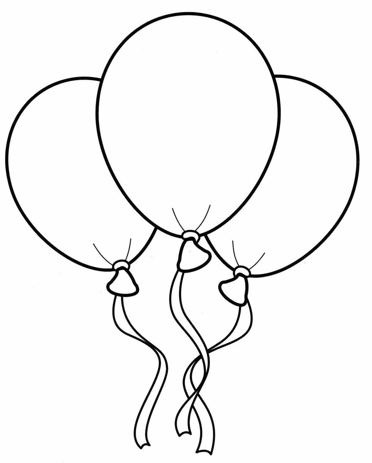 Coloring page with balloons for kids