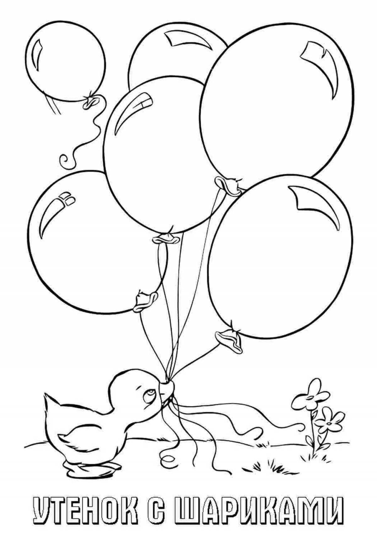 Coloring book with glowing balloons for kids