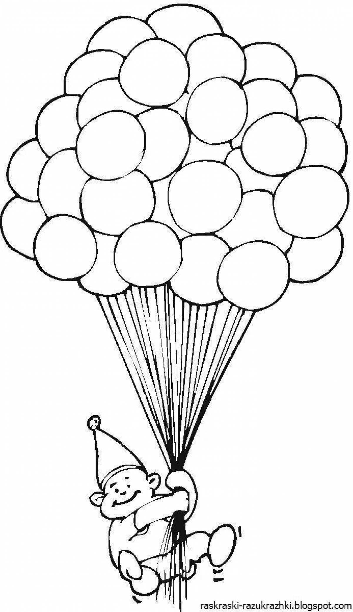 Радостная страница раскраски с воздушными шарами для детей