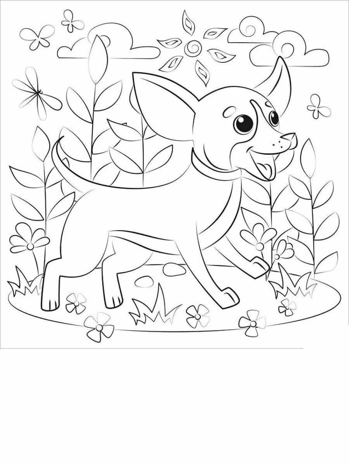 Выдающаяся страница раскраски чихуахуа для детей