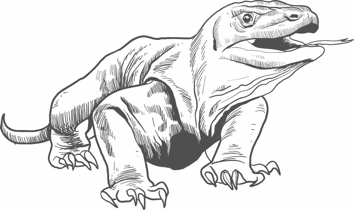 Unique monitor lizard coloring page for the little ones