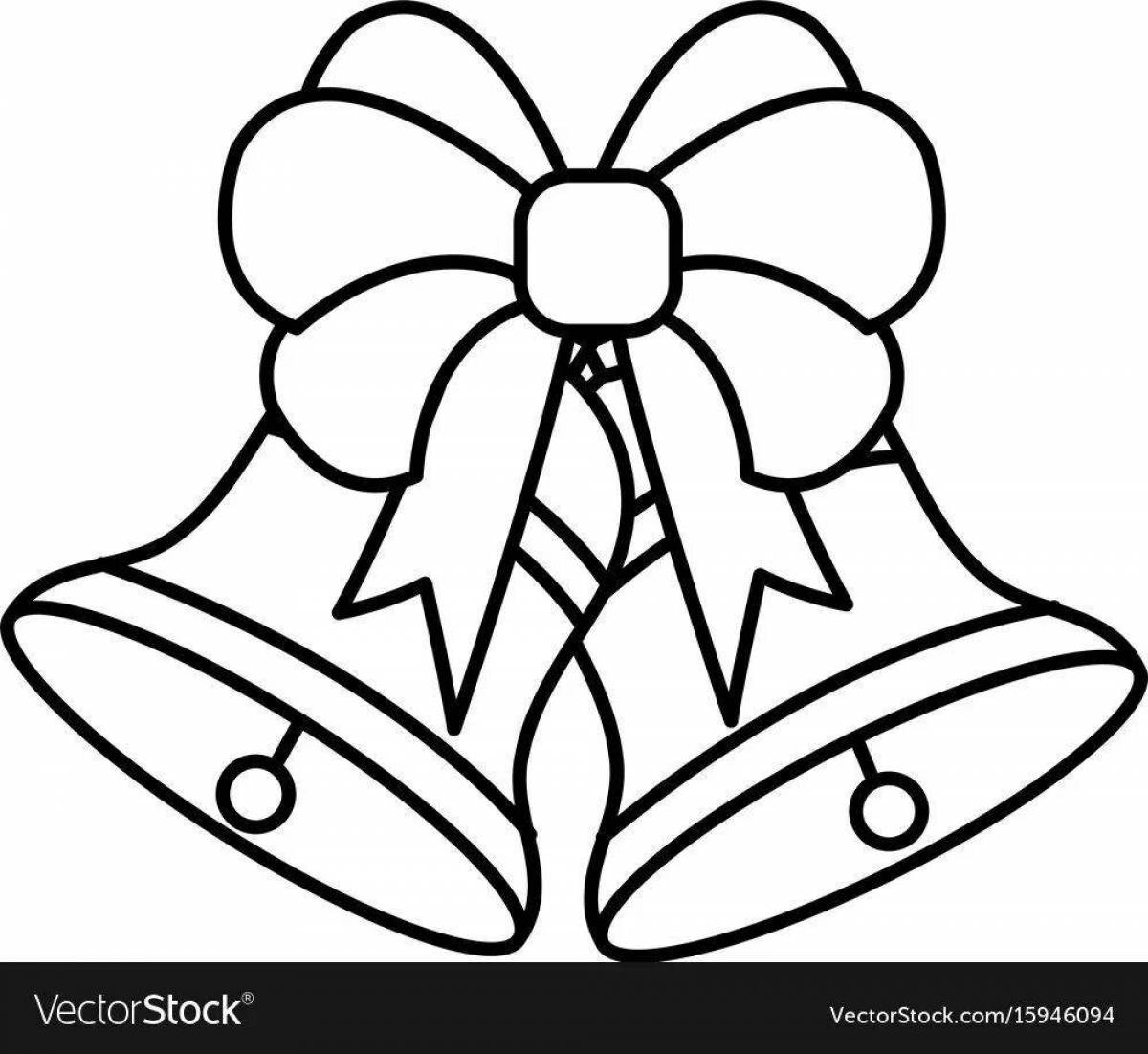 Photo Bright school bell with a bow