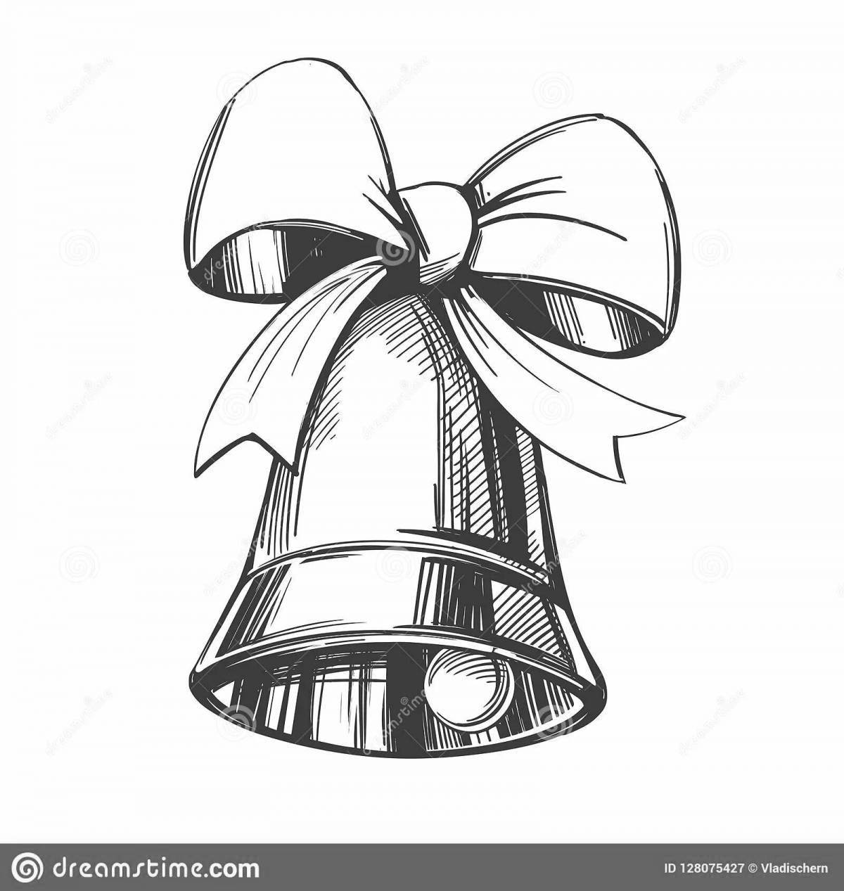 Shiny school bell with a bow