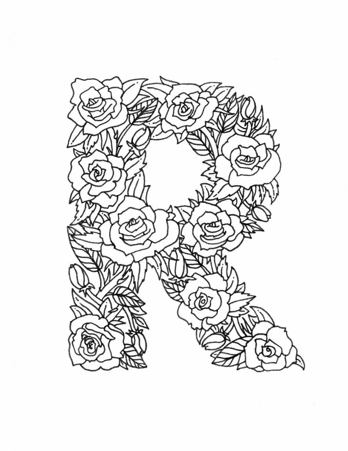 Colorful letter c with flowers