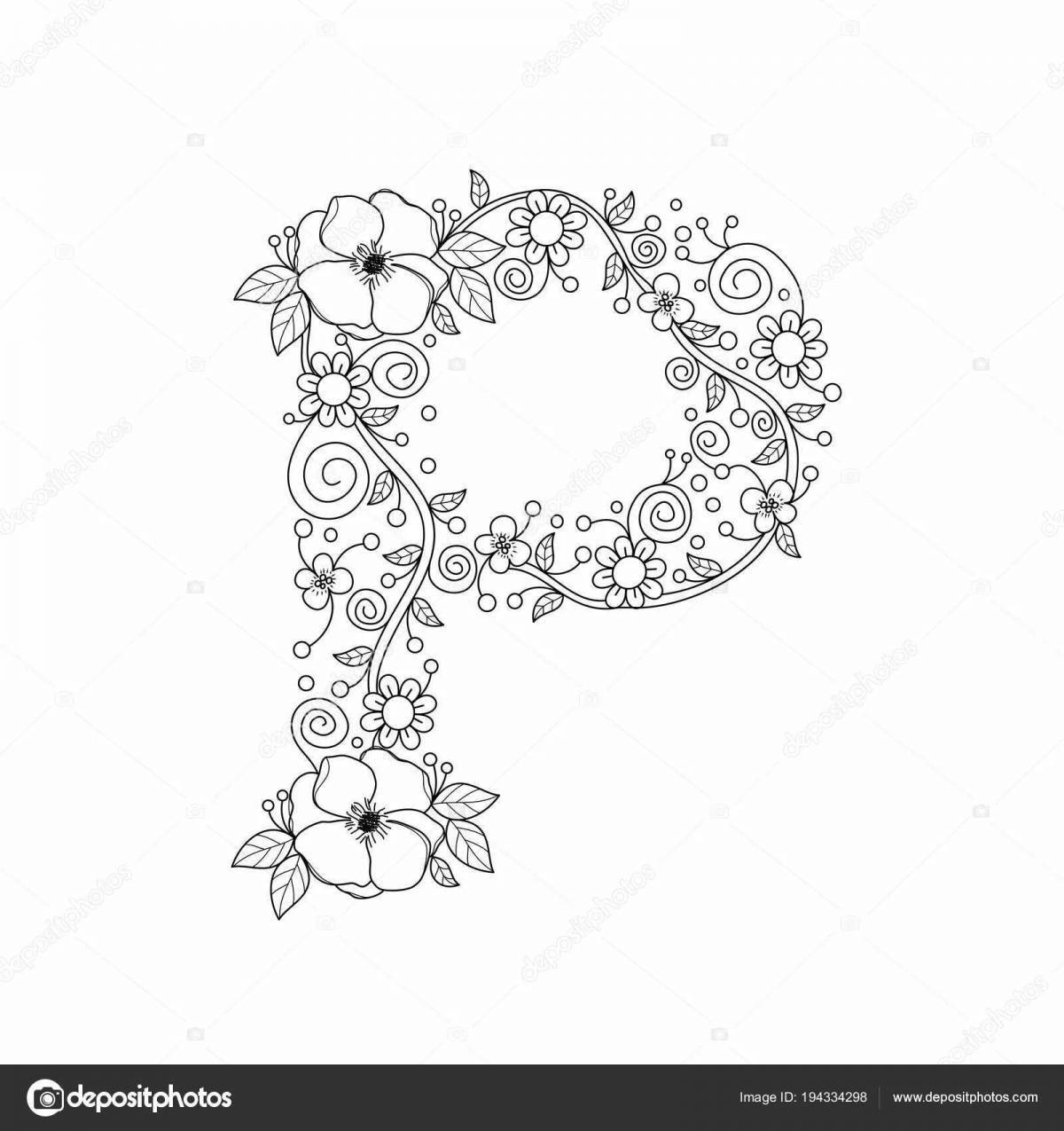 Exotic letter c with flowers