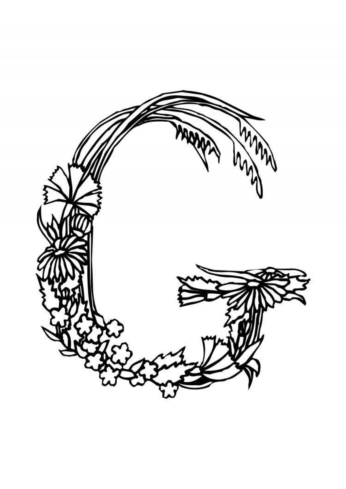 Flourishing letter c with flowers