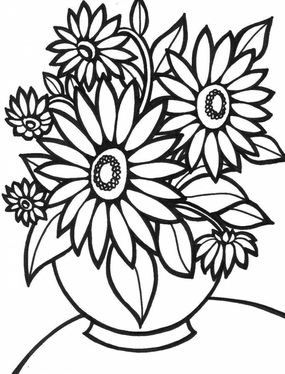 Joyful flower coloring for girls