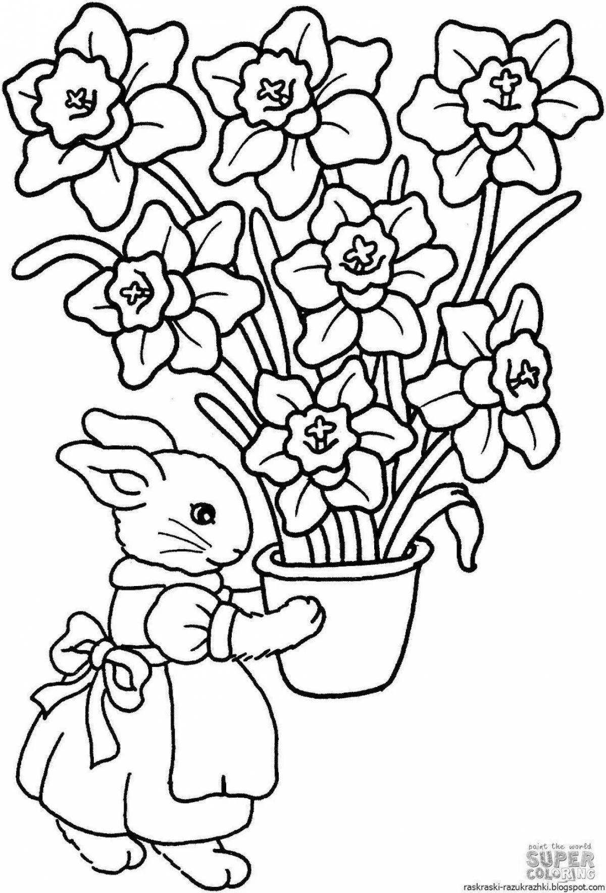 Beautiful flower coloring book for girls