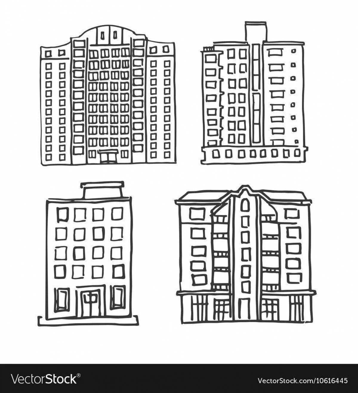 Great high-rise buildings coloring book for kids