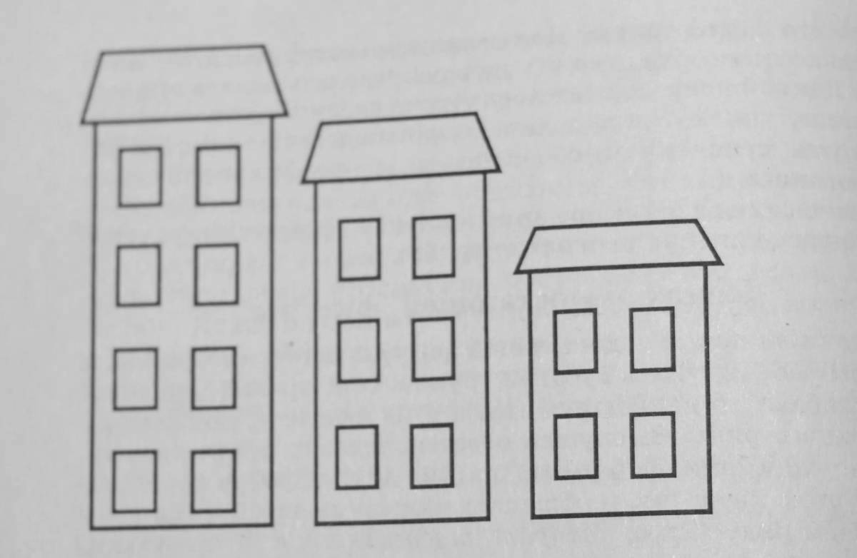 Adorable high-rise buildings coloring book for kids