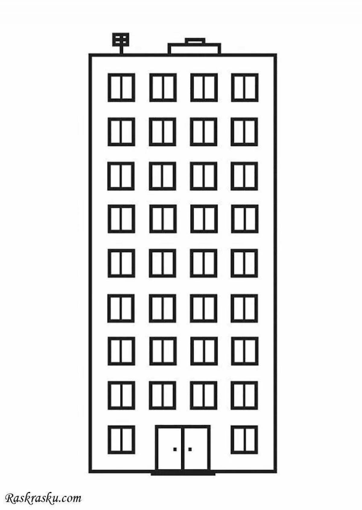 Rampant high-rise buildings coloring book for kids