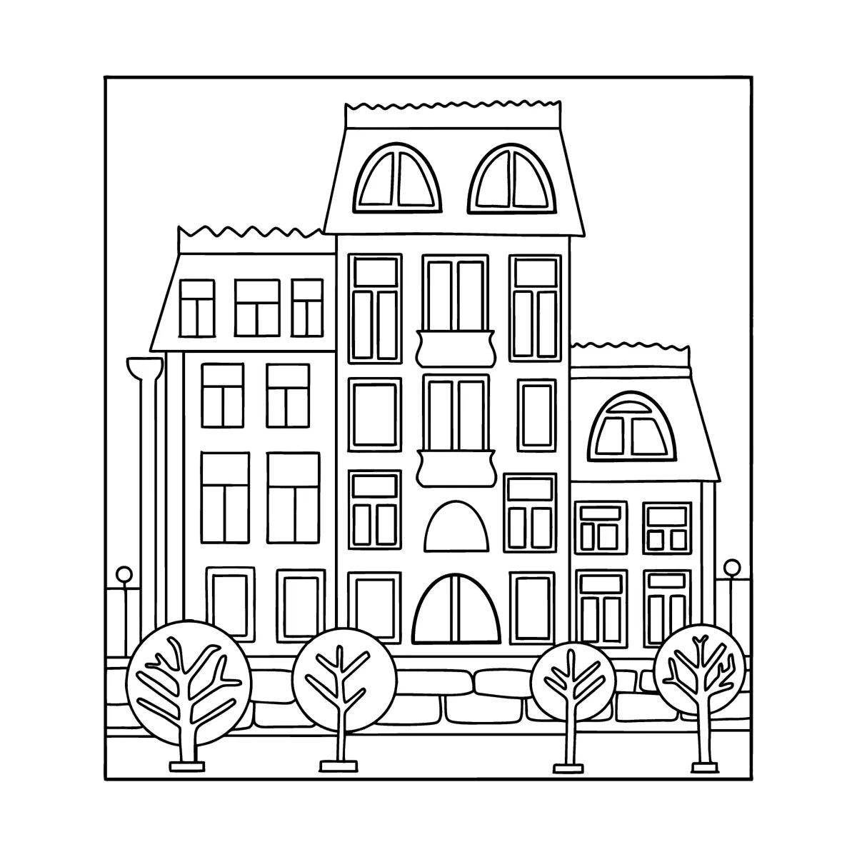 Luxury high rise buildings coloring book for kids