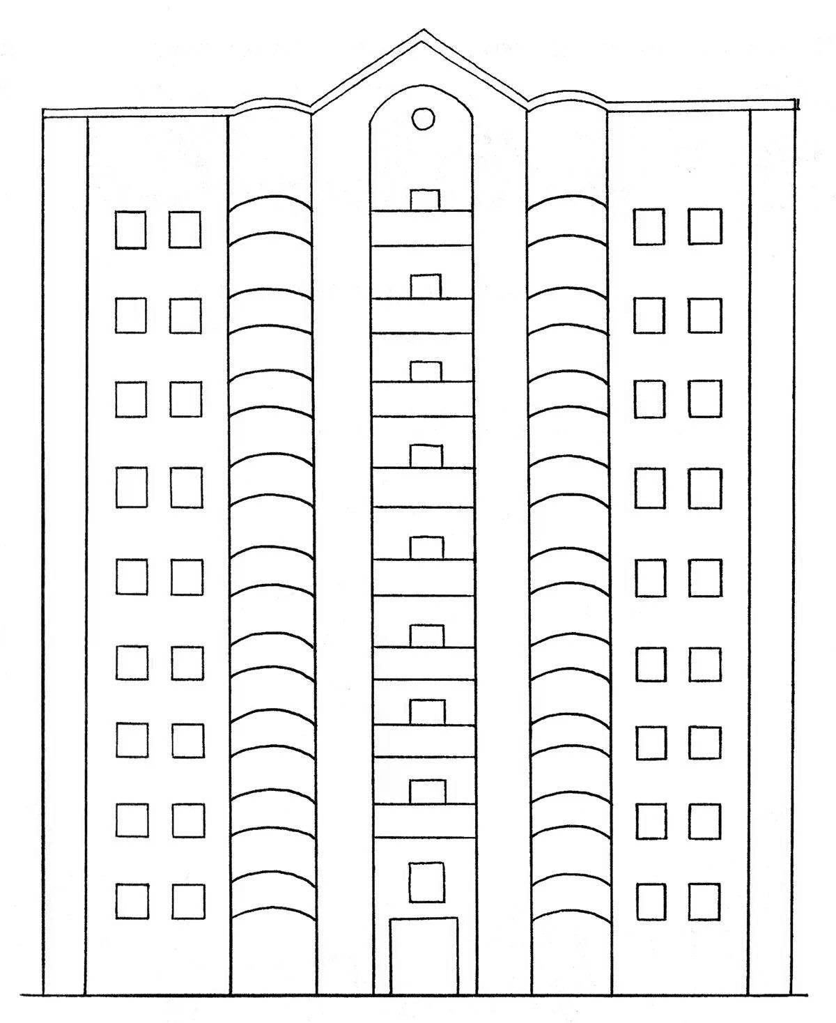 Great high-rise buildings coloring pages for kids