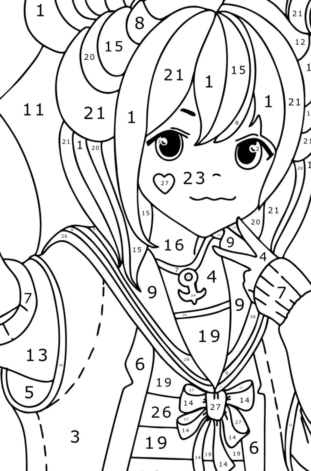 Colorful anime coloring game by numbers
