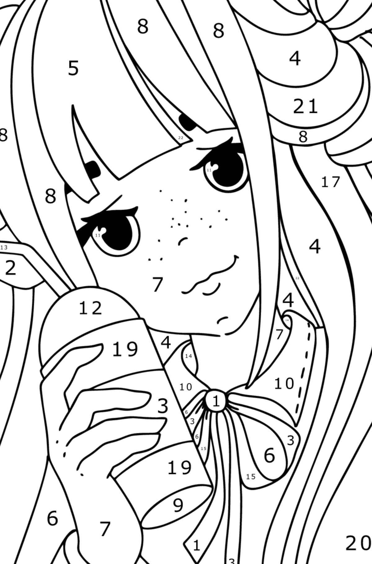 Joyful anime by numbers coloring game