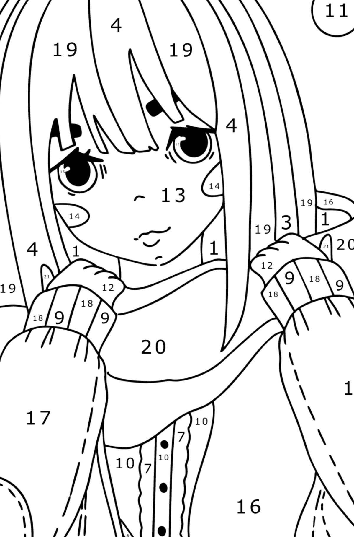 Anime color by number coloring book