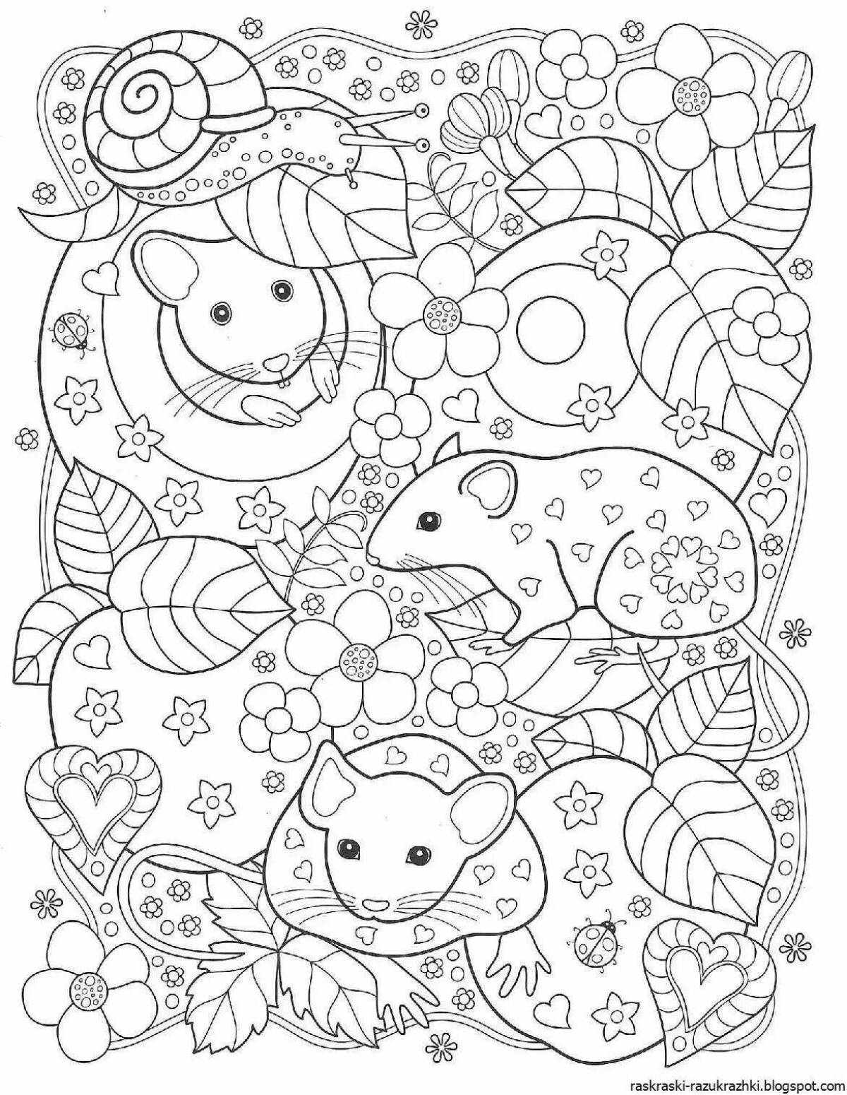 Animals anti-stress coloring book for girls