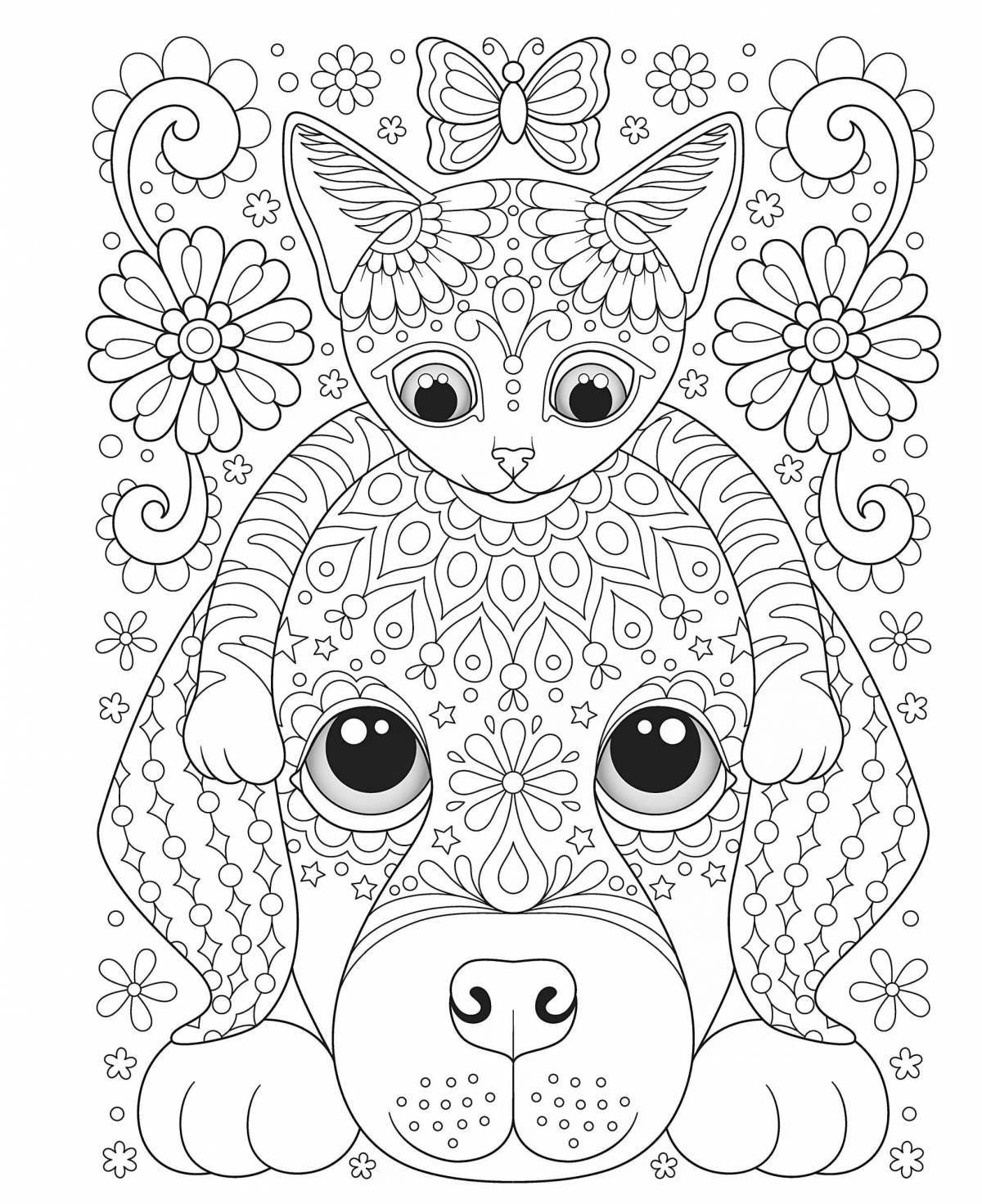 Elegant antistress coloring book for girls animals