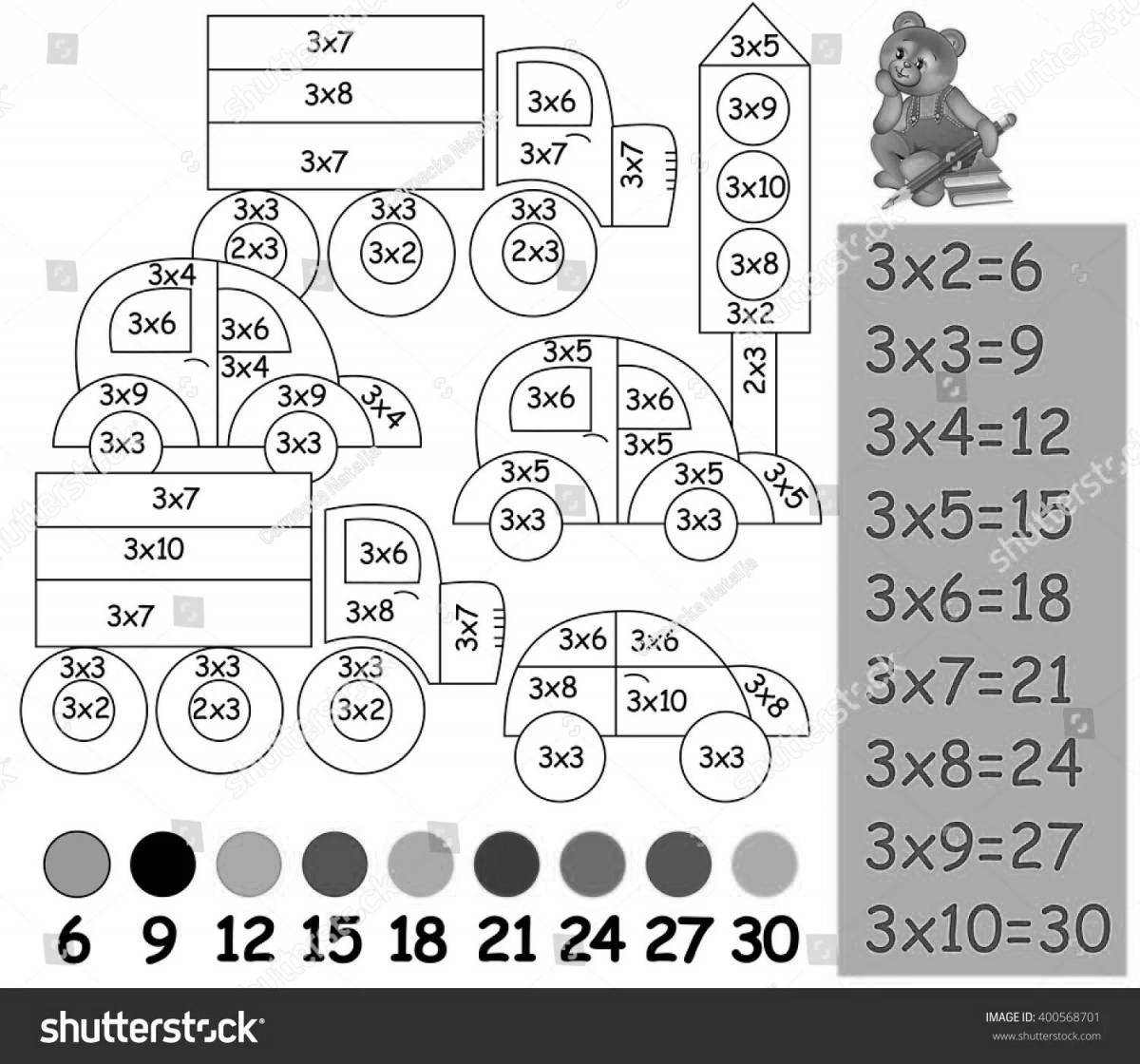 Красочная таблица умножения на 7