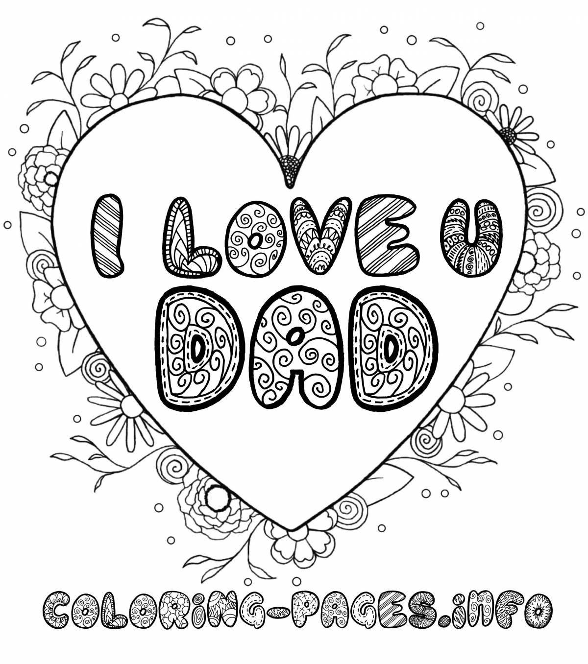 Очаровательная страница раскраски «я люблю тебя, папа»
