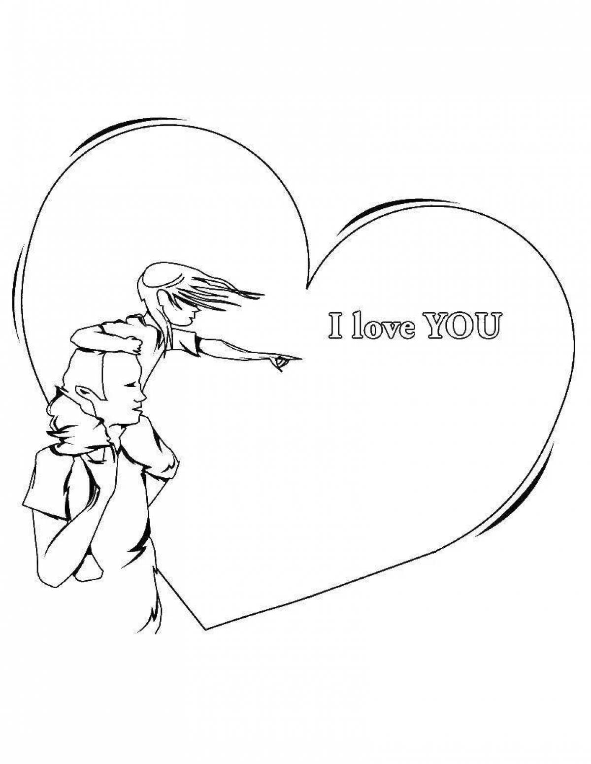 Colorful i love you dad coloring page
