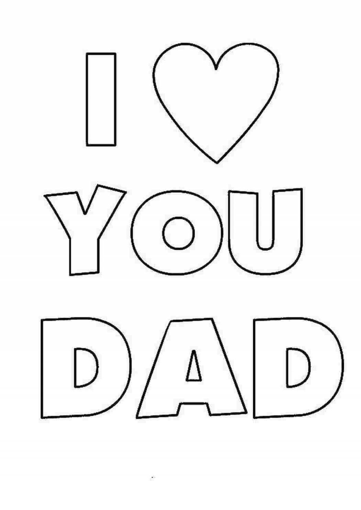 Забавная страница раскраски «я люблю тебя, папа»