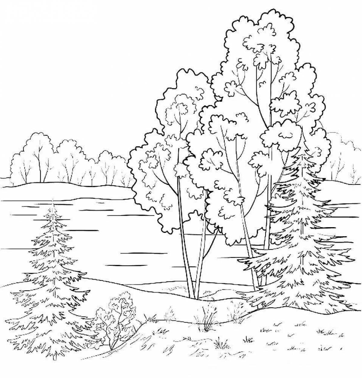 Inviting coloring book for children about the nature of Russia