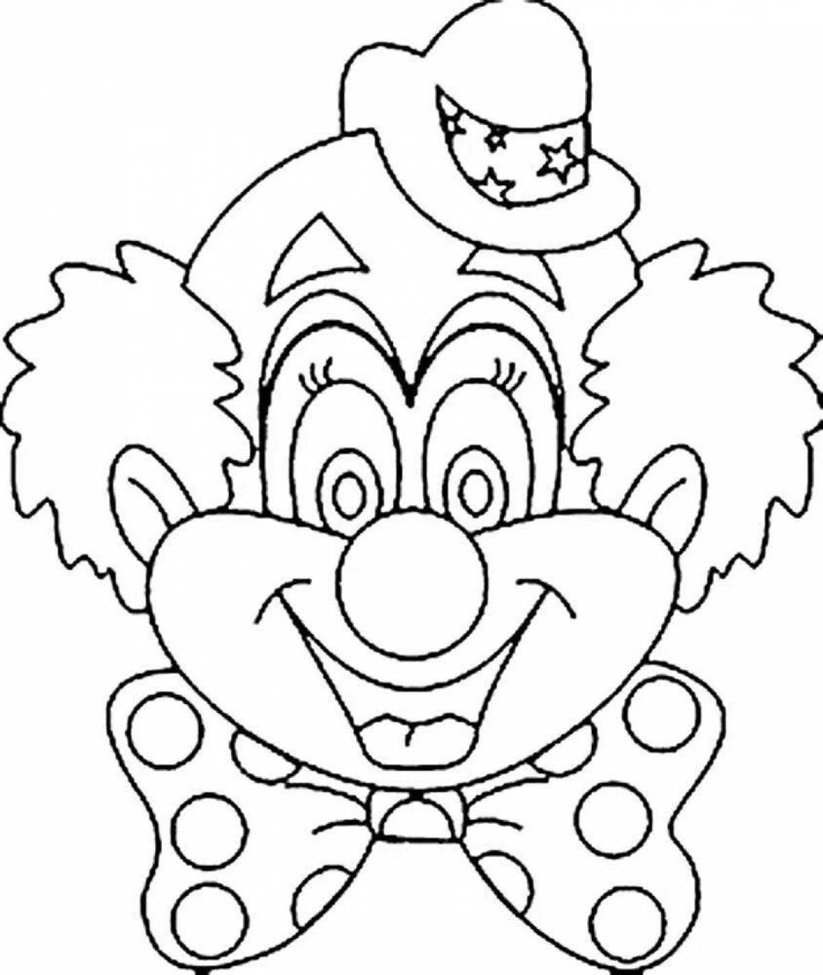 Веселая страница раскраски лица клоуна для детей