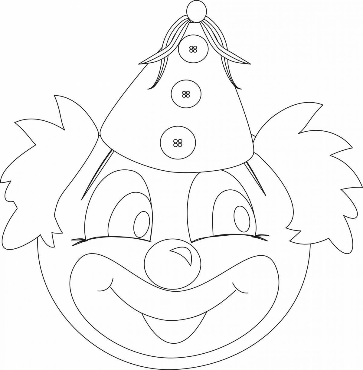 Bright clown face coloring page for kids
