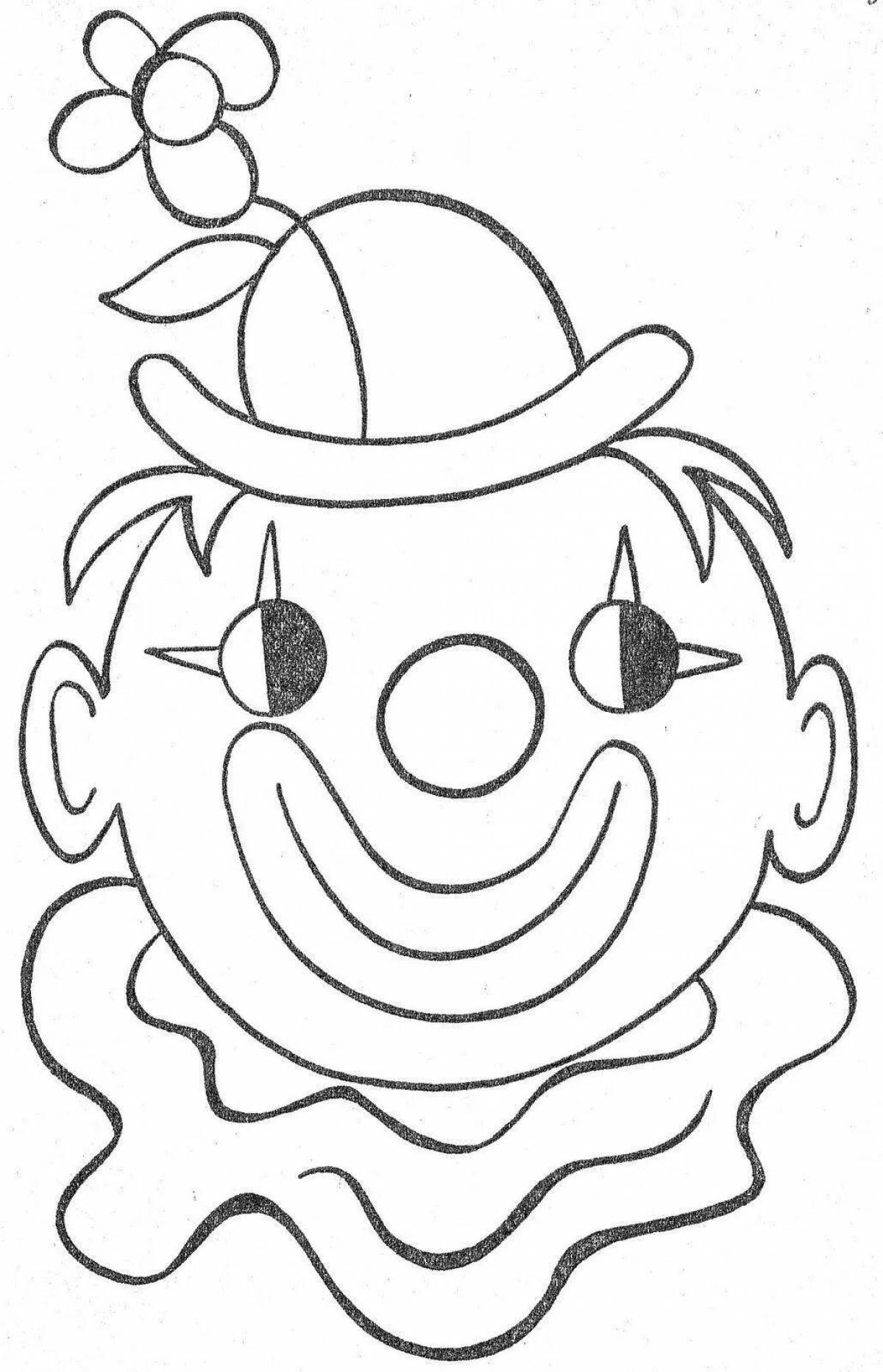 Joyful clown face coloring page for kids