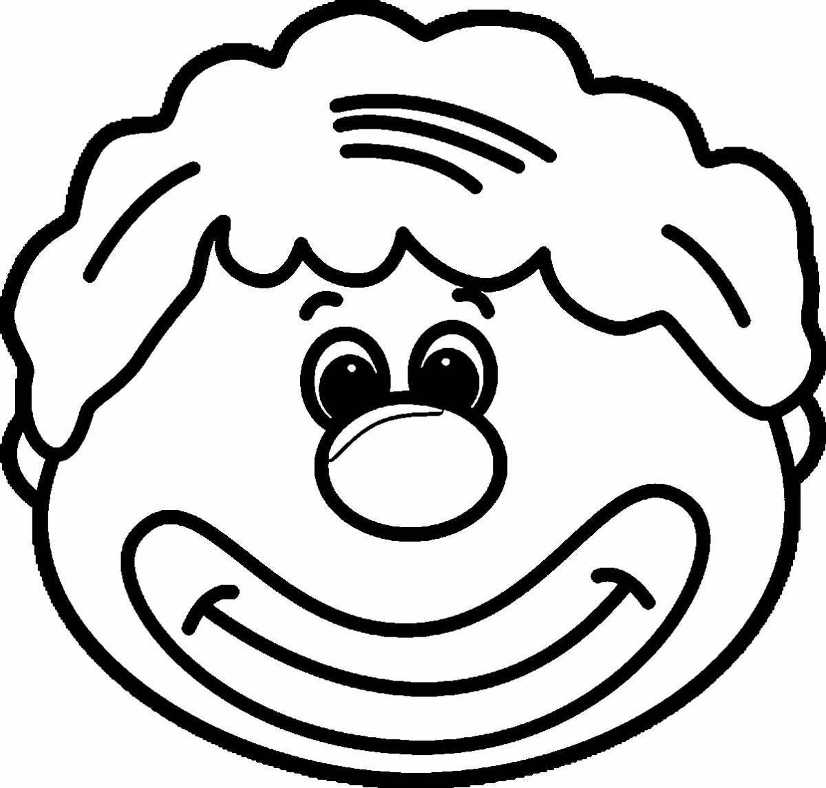 Magic clown face coloring page for kids