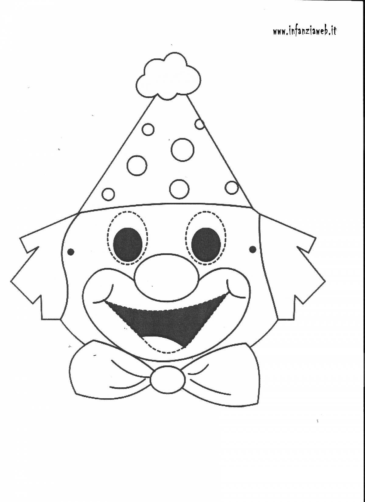 Сказочная страница раскраски лица клоуна для детей