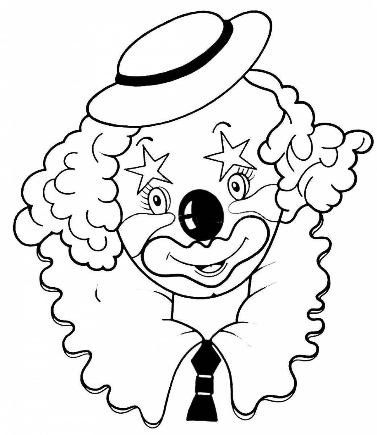 Удивительная страница раскраски лица клоуна для детей