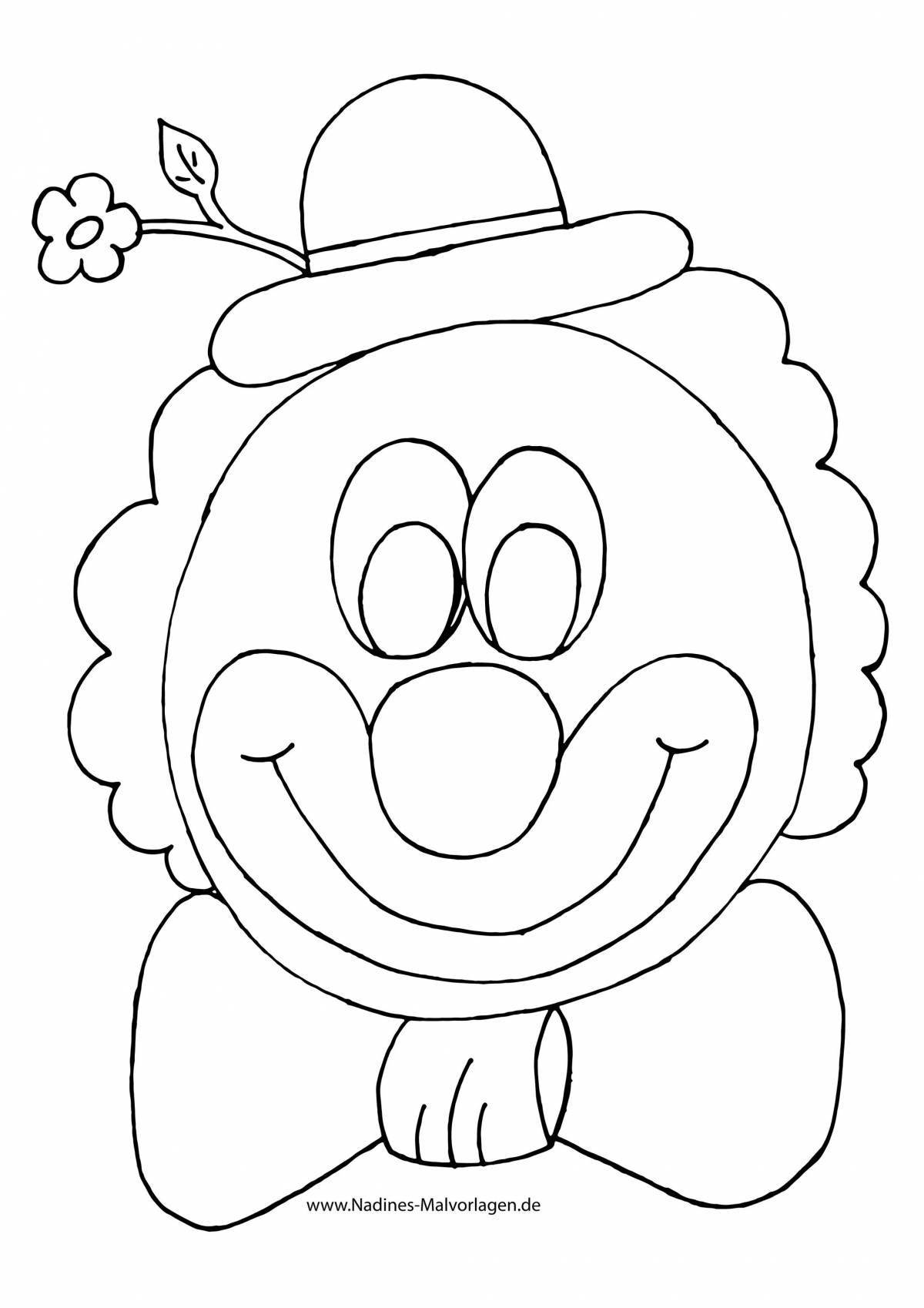 Wonderful clown face coloring page for kids