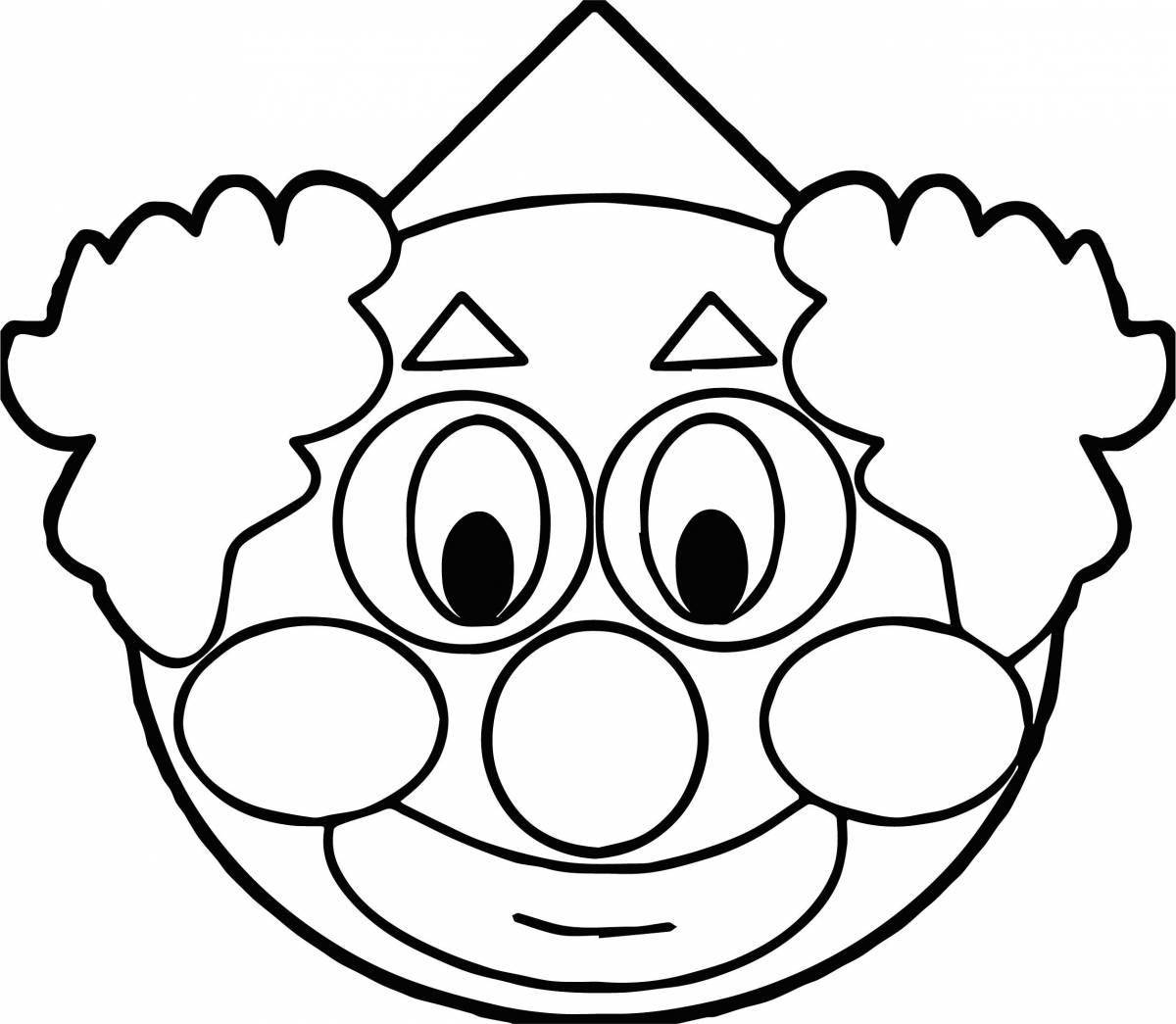 Exquisite clown face coloring page for kids