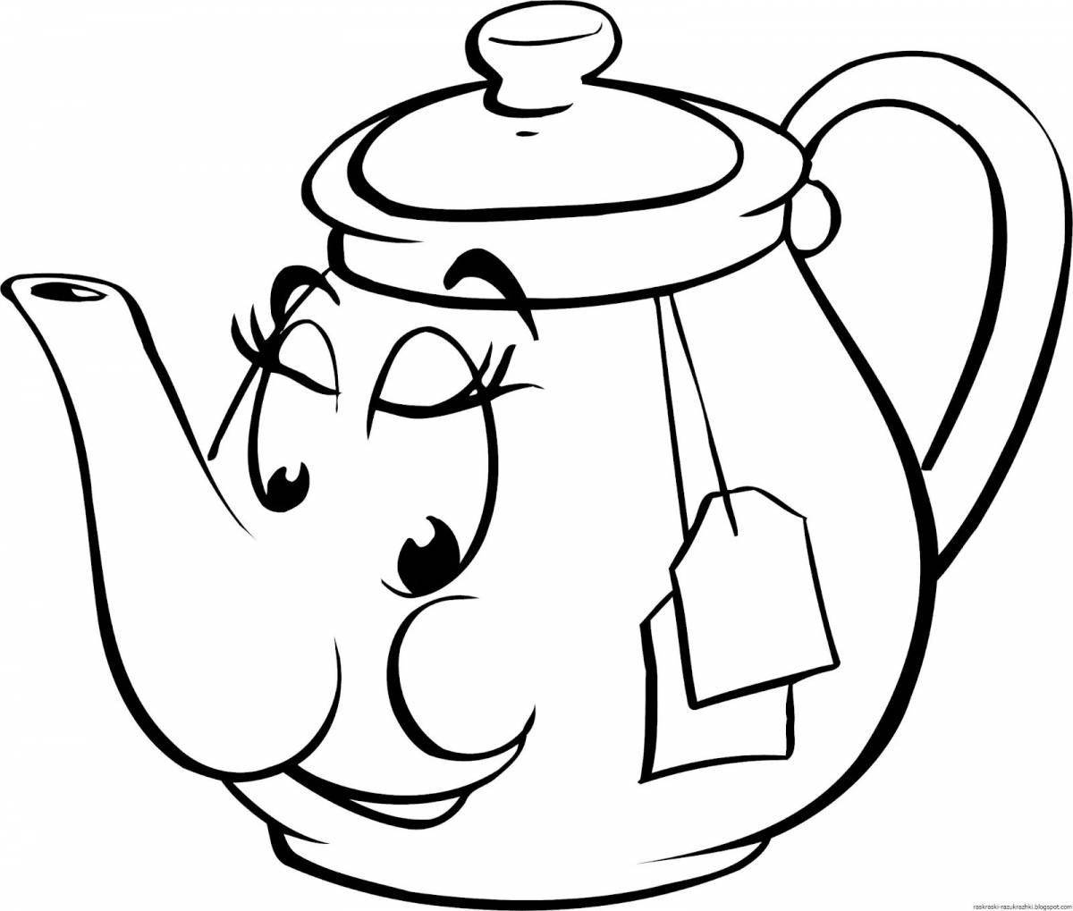 Colorful teapot coloring book for kids