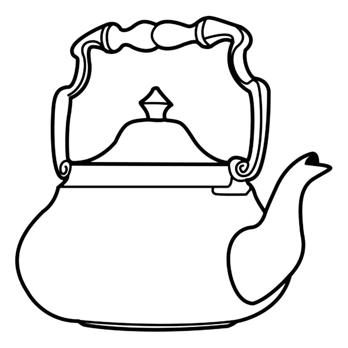 Cute teapot coloring book for kids