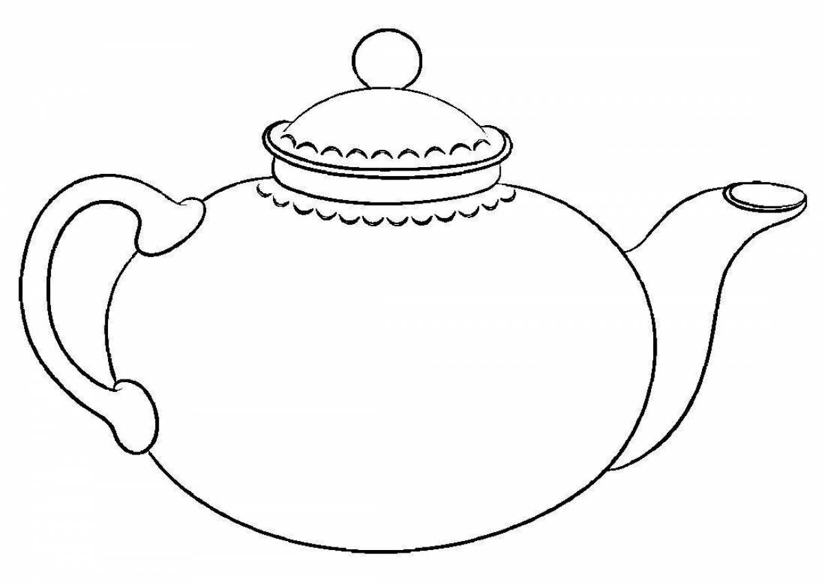 Coloring book shining teapot for babies