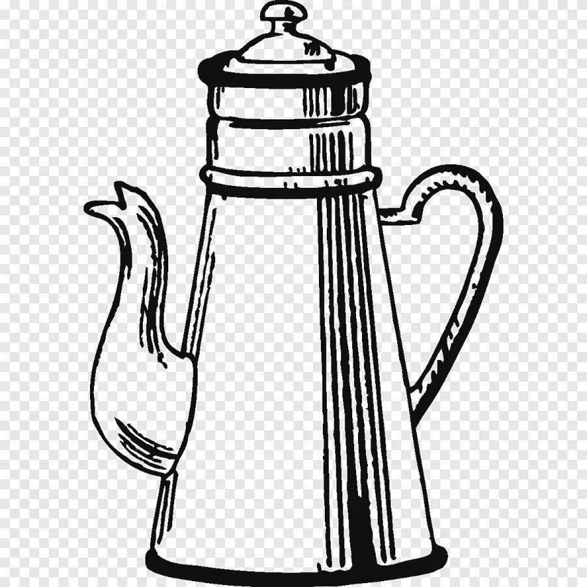 Glittering kettle coloring page for kids