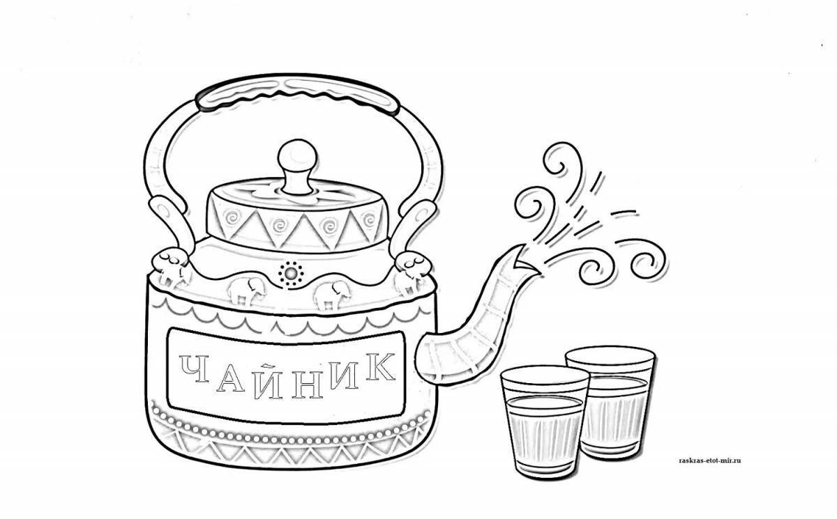 Exciting teapot coloring for kids