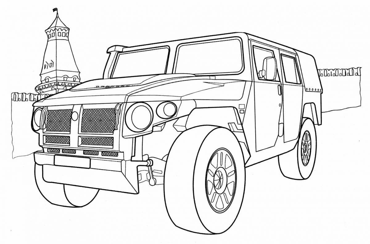 Coloring page cute jeep for kids