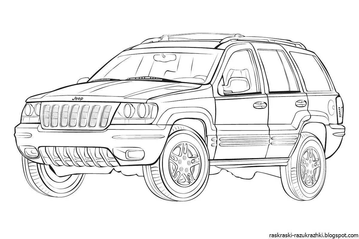 Adorable jeep coloring page for kids