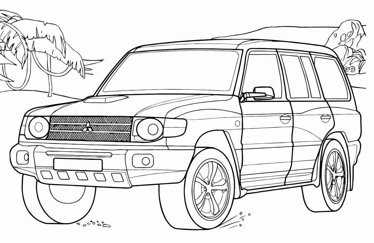 Coloring book cute jeep for kids