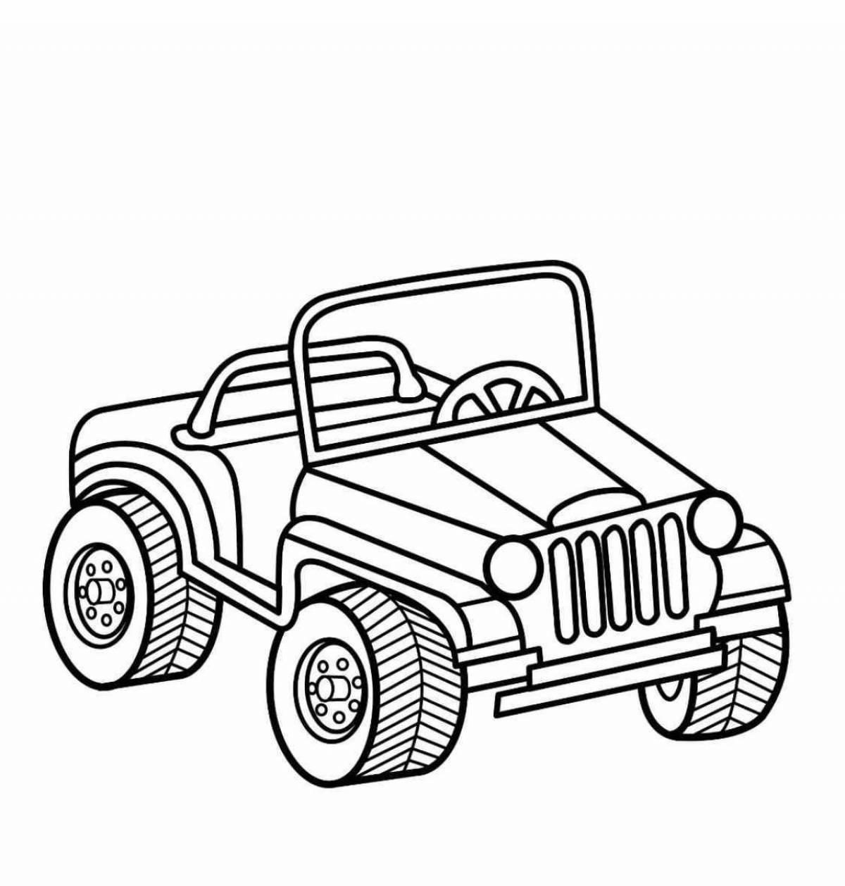 Colouring bright jeep for children