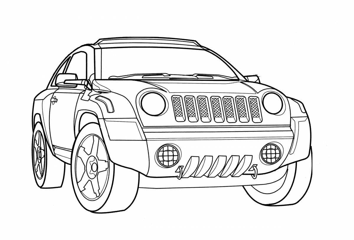 Glitter jeep coloring book for kids