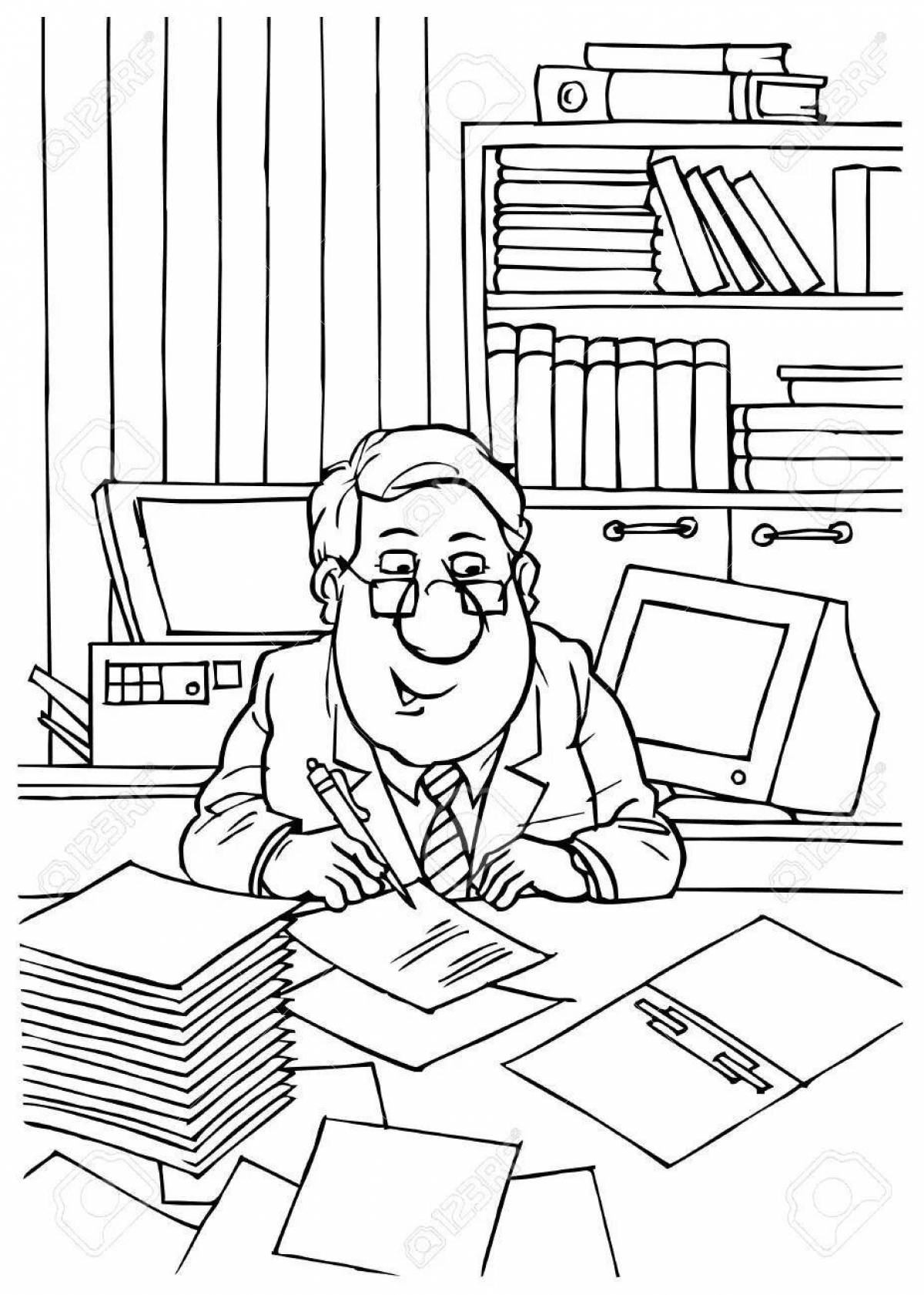 Attractive bookkeeper coloring book