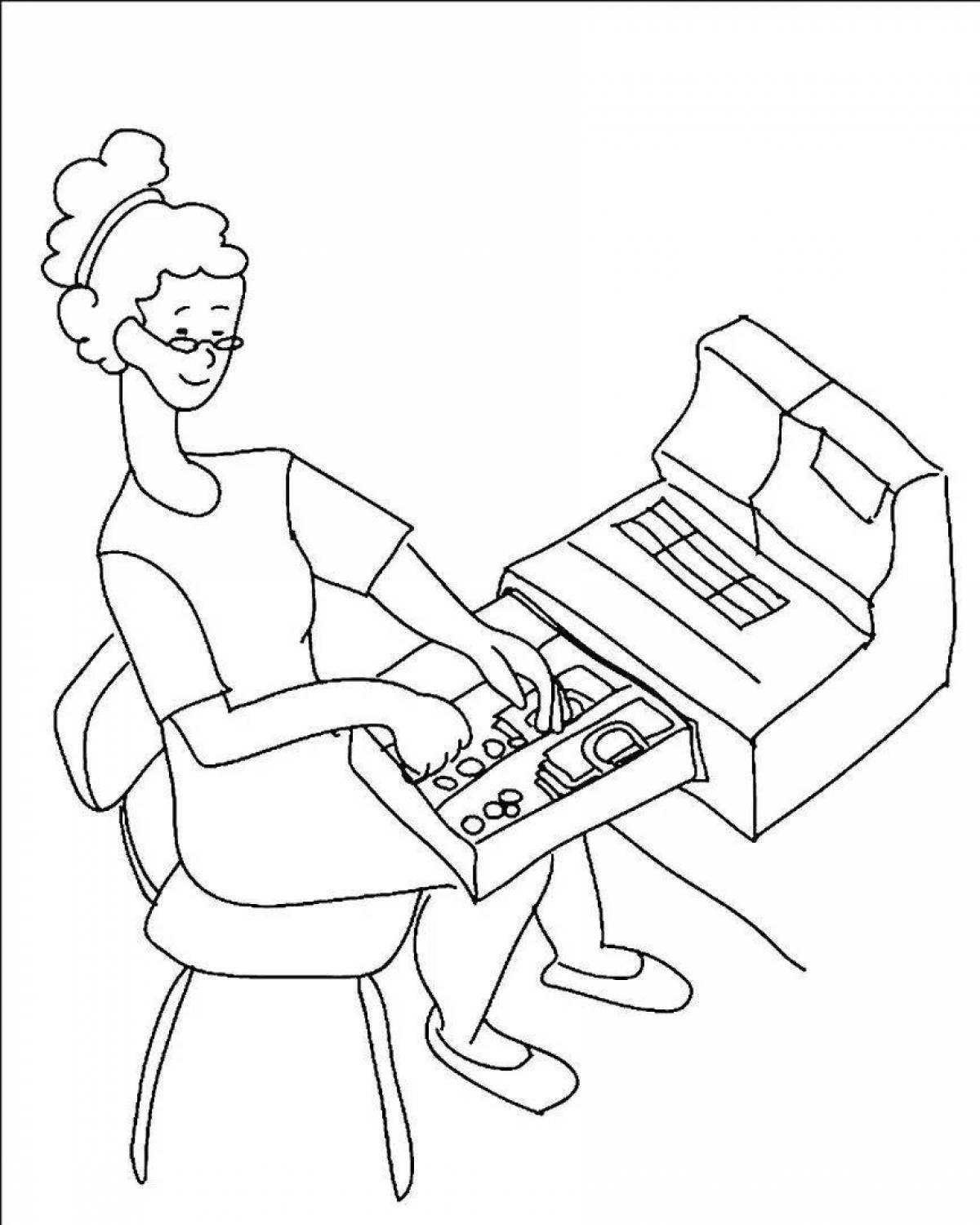 Coloring book accountant with imagination